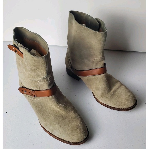 Coach Shoes - Coach Amy Womens Boots 9.5 B Taupe Gray Suede Moto Boho Casual Biker